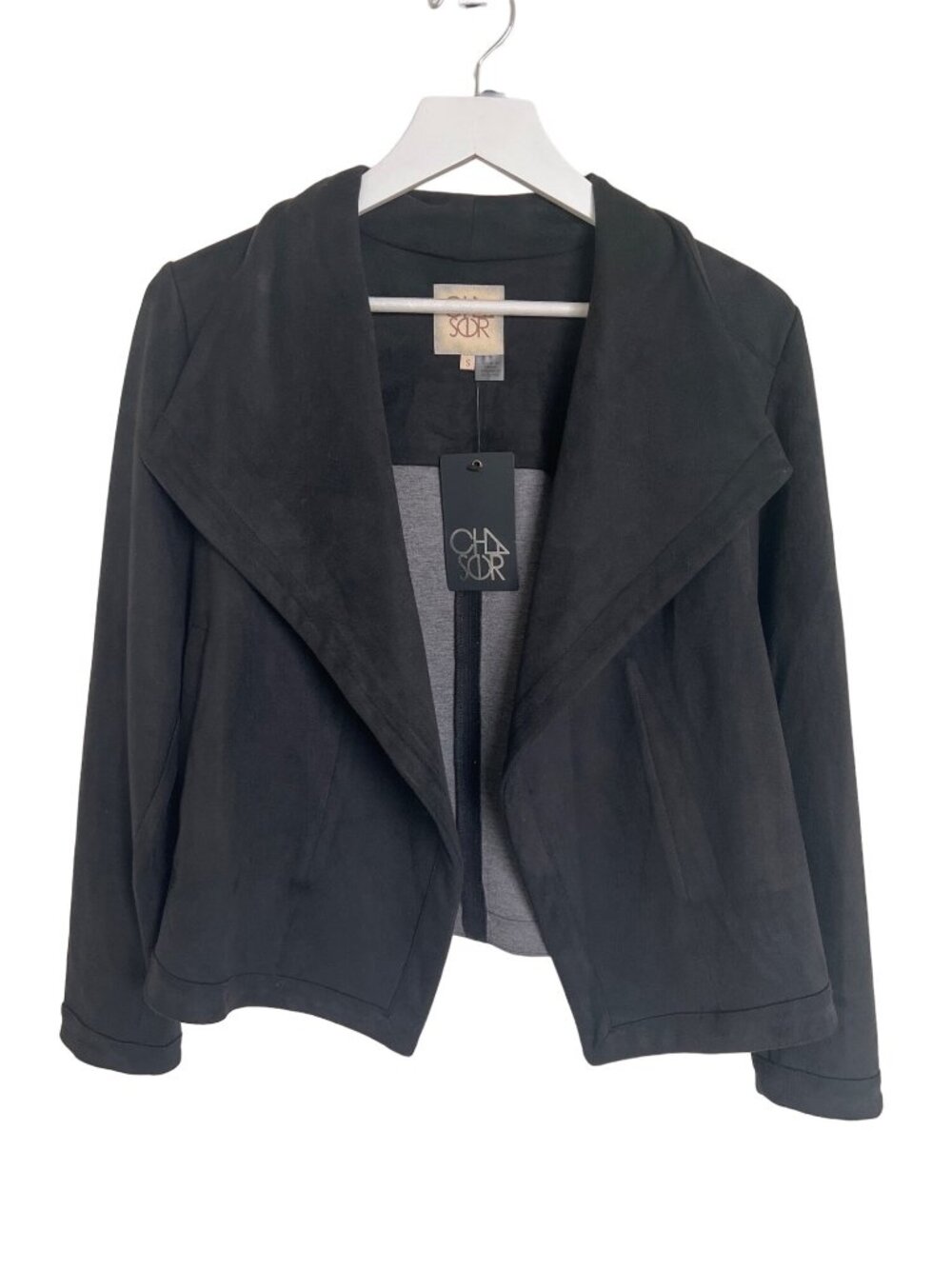 Chaser Black Drape Front Jacket - Picture 2 of 6